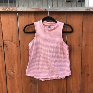 Old Navy Pink & White High Neck Tank